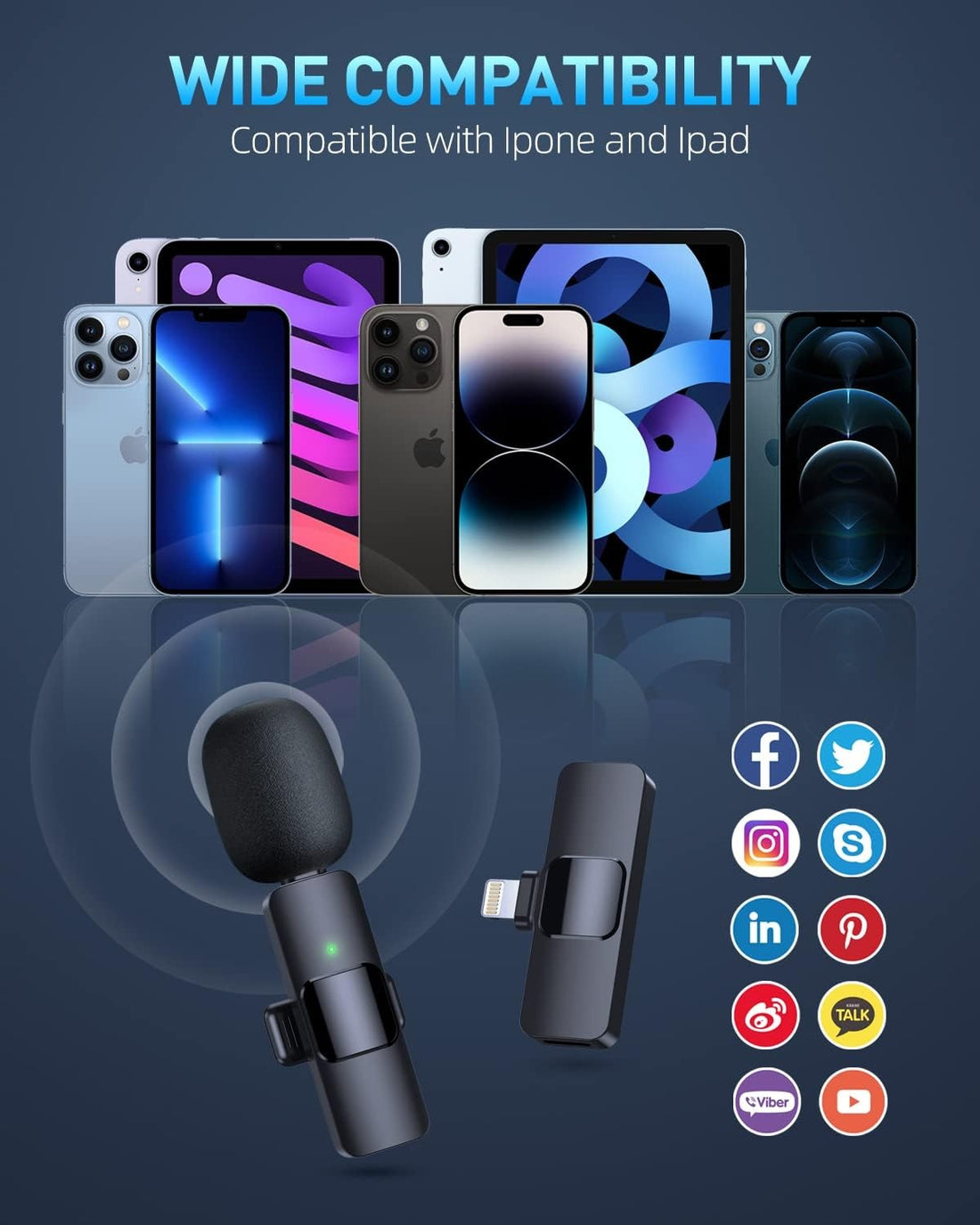 Wireless Lavalier Microphone, IPhone-Android